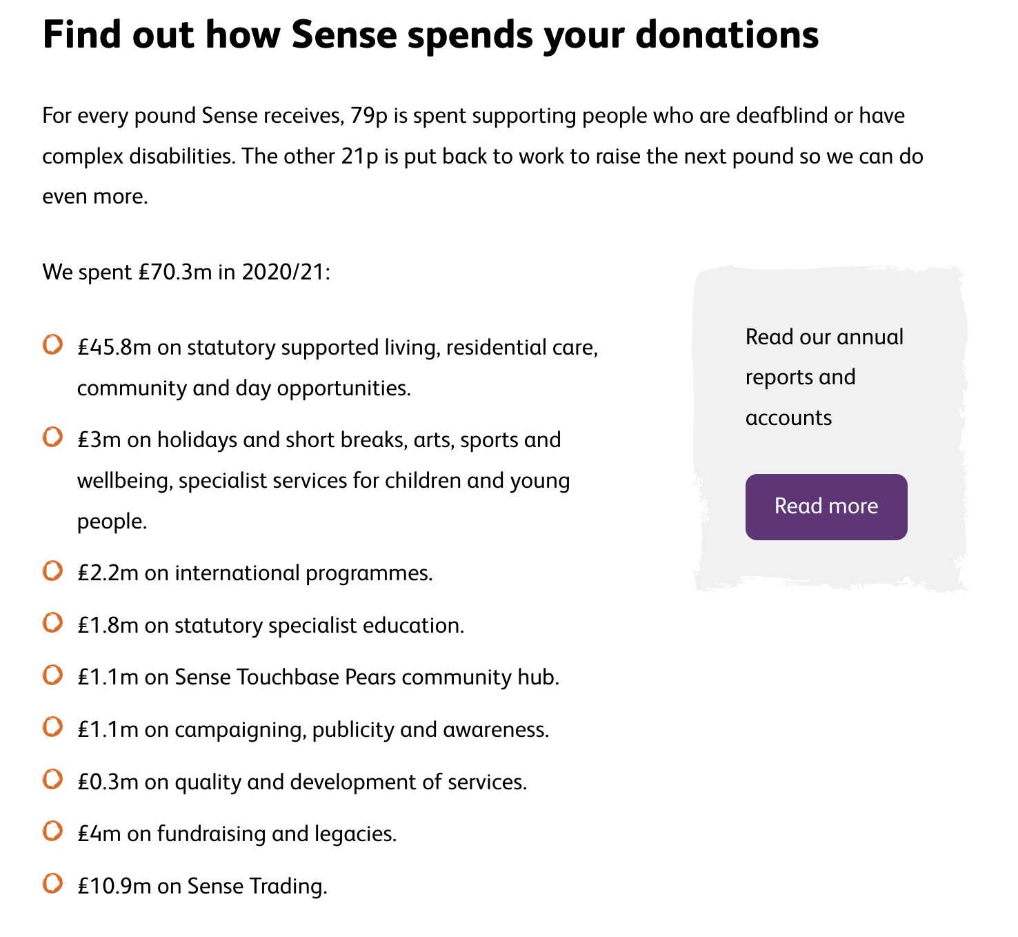 Sense has a page which outlines how they use donations